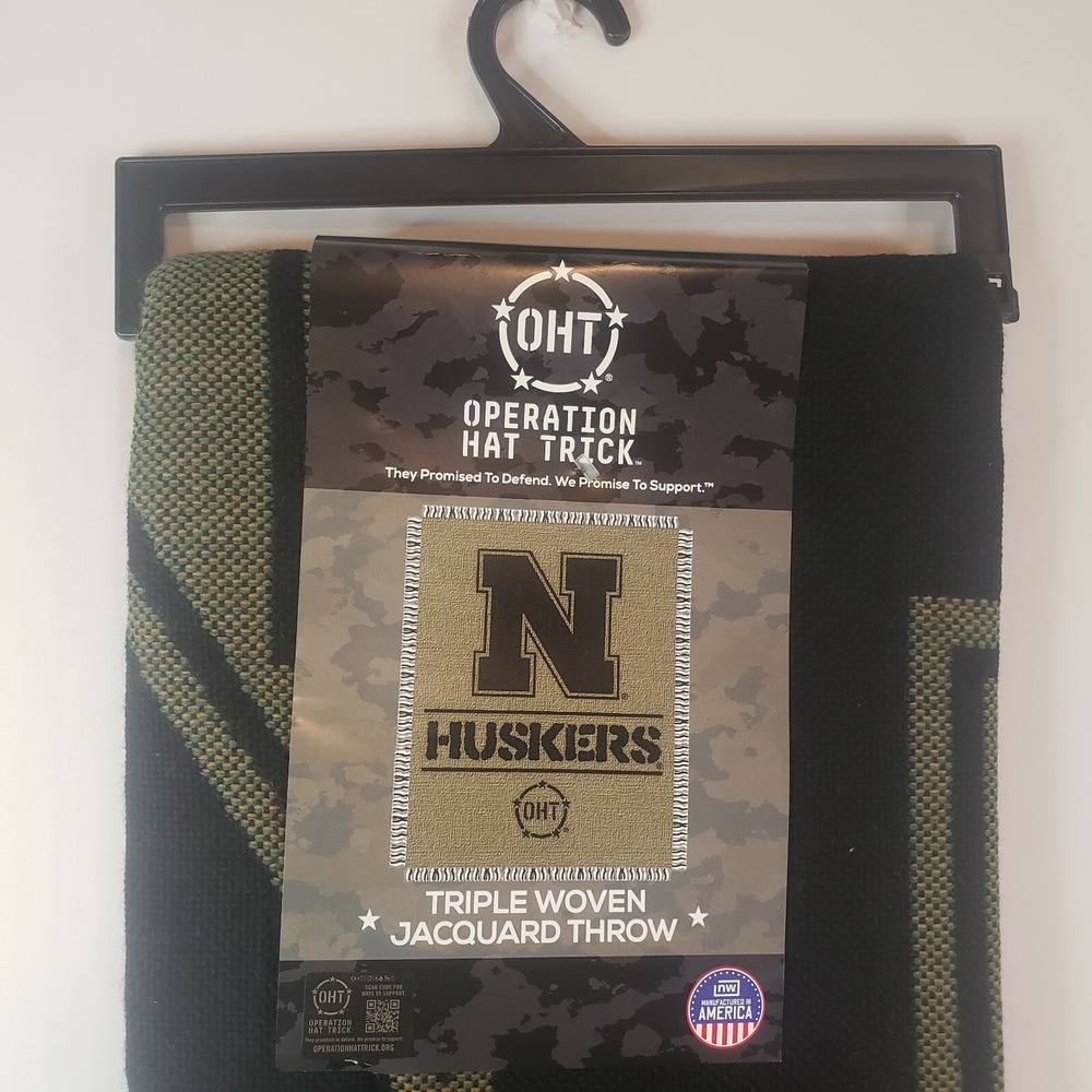 Nebraska OHT Woven Throw Blanket 46" × 60" RARE